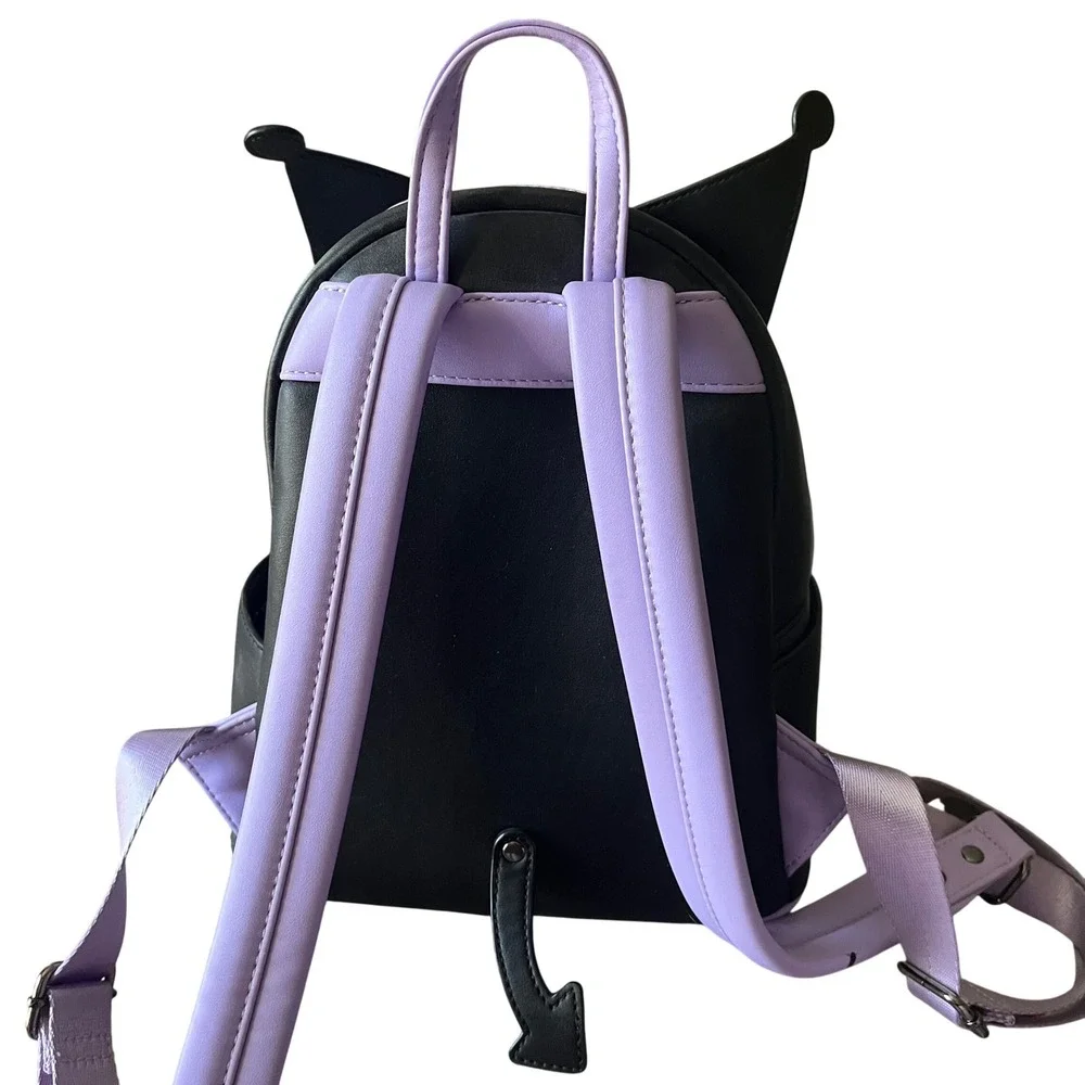 Loungefly Sanrio Kuromi Cosplay Mini Backpack Black Purple Skull‎ 3D Ears Tail